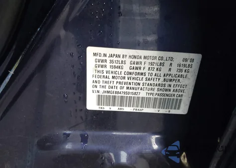 2009 Honda Fit Sport z USA, uszkodzony, nr VIN JHMGE88479S015827